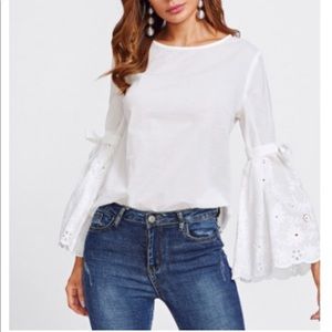 Shein Eyelet Fluted Sleeves Blouse Size XS